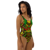 Aztec Triangle Pattern One-Piece Swimsuit - Rasta colors