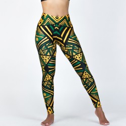 Aztec Triangle Pattern Jamaica Colors Leggings