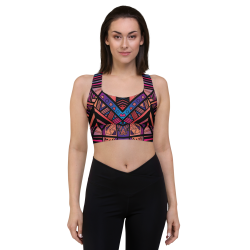 Aztec Navajo Pattern Multi Color Longline sports bra