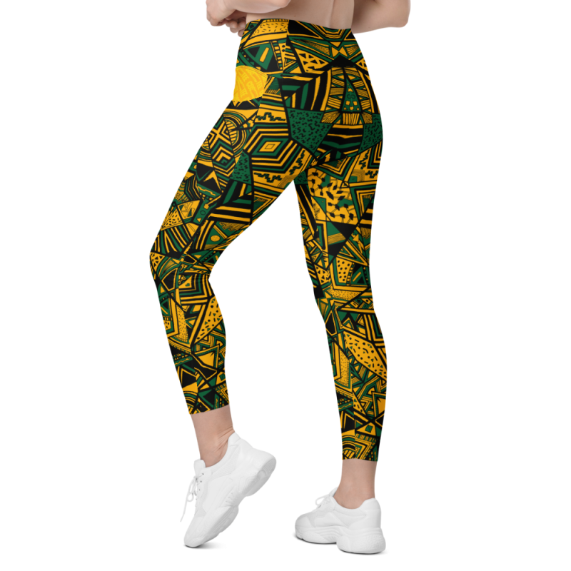 JAM Triangle Pattern Jamaica Colors Print Leggings with pockets